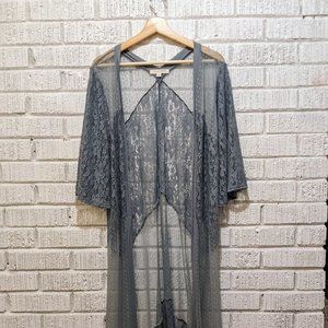 Long Lacey cover robe - Living Doll - Size S - Mist Blue